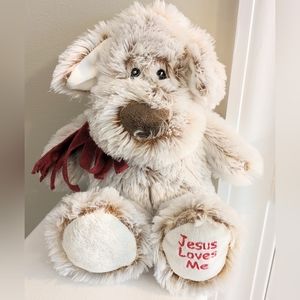 Fiesta 10" Sitting Dog 'Jesus Loves Me' With Scarf Plush/ Stuffed Animal